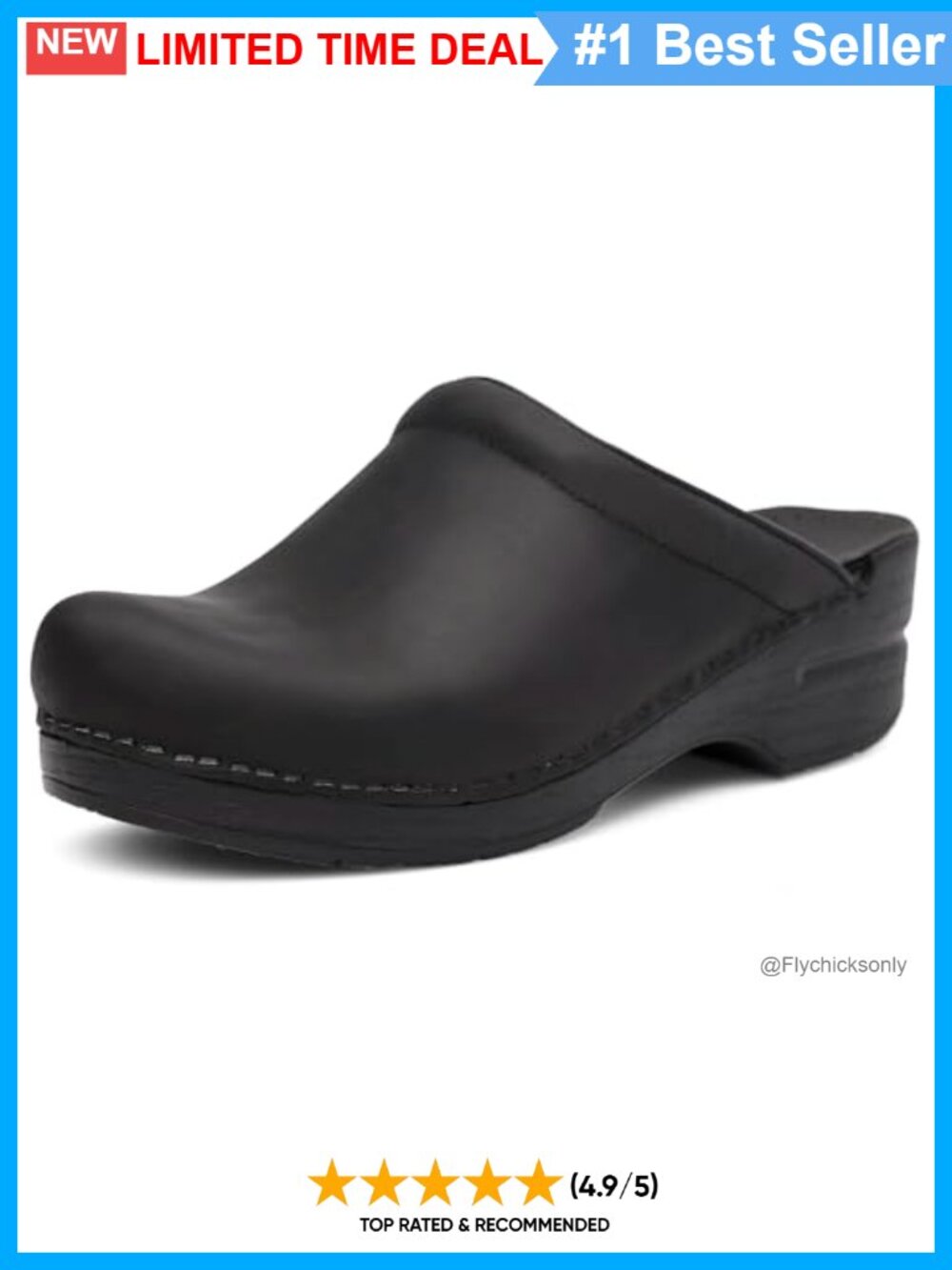 Leather Clog Mule Pull-On Round Toe Cushioned Walking Shoe